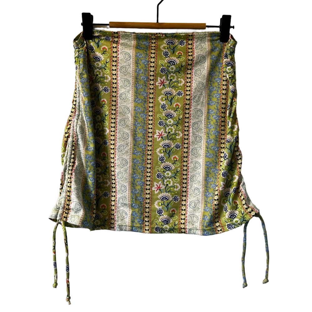 Romwe Floral Striped Tie-Side Tube Top L